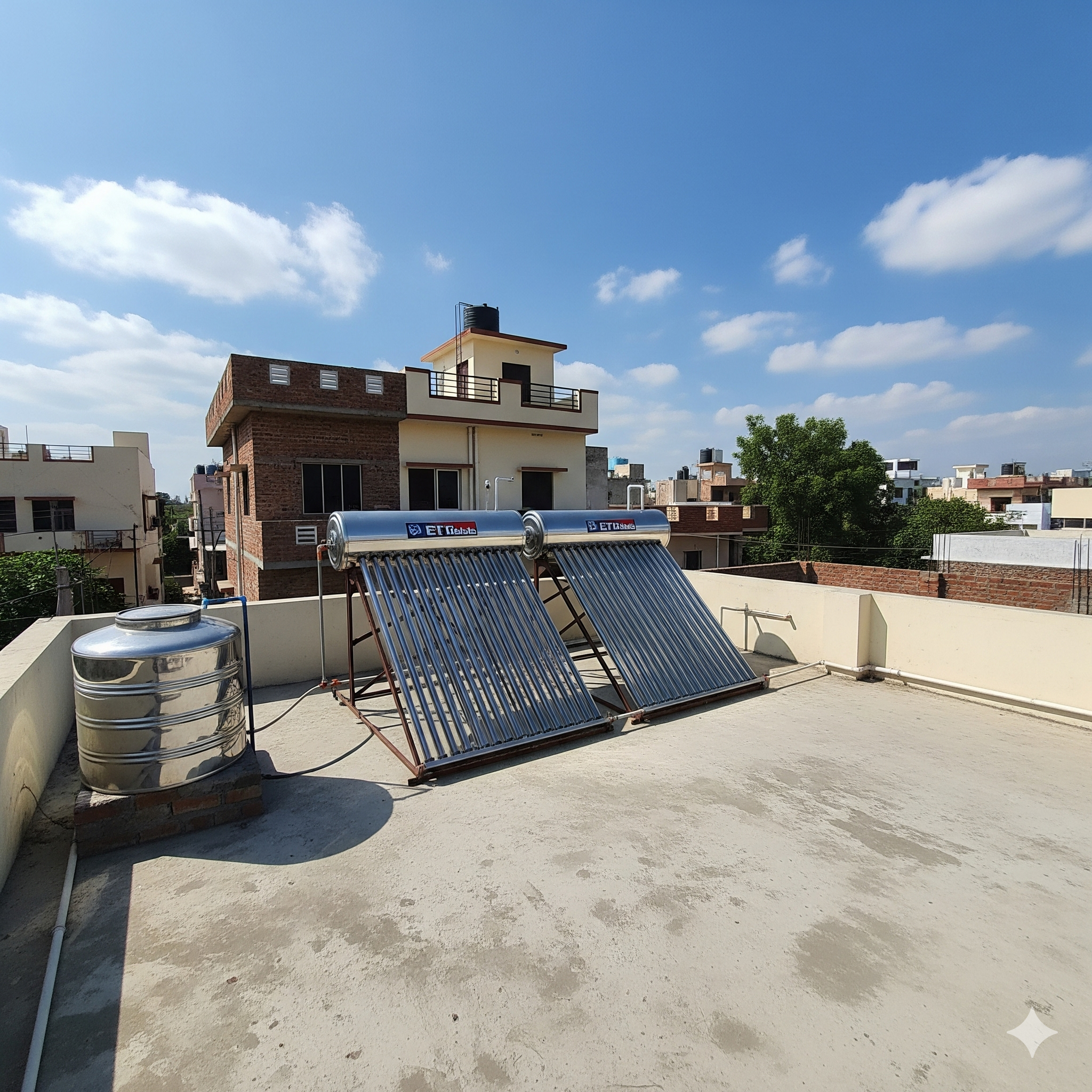 Solar Water Heater on Roof